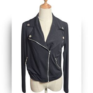 Candies Black Y2K Stretch Lightweight Moto Shirt Jacket